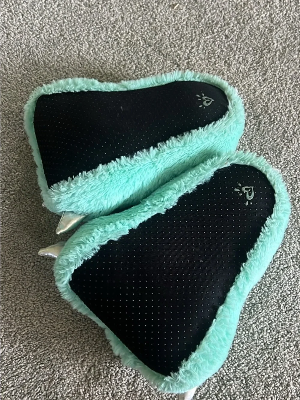 Justice Kids Plush Monster Slippers - Mint Green with Silver Claws